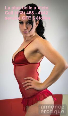 Escorte à Victoriaville – Jolie brunette 32 ans, service GFE 5 étoiles incall